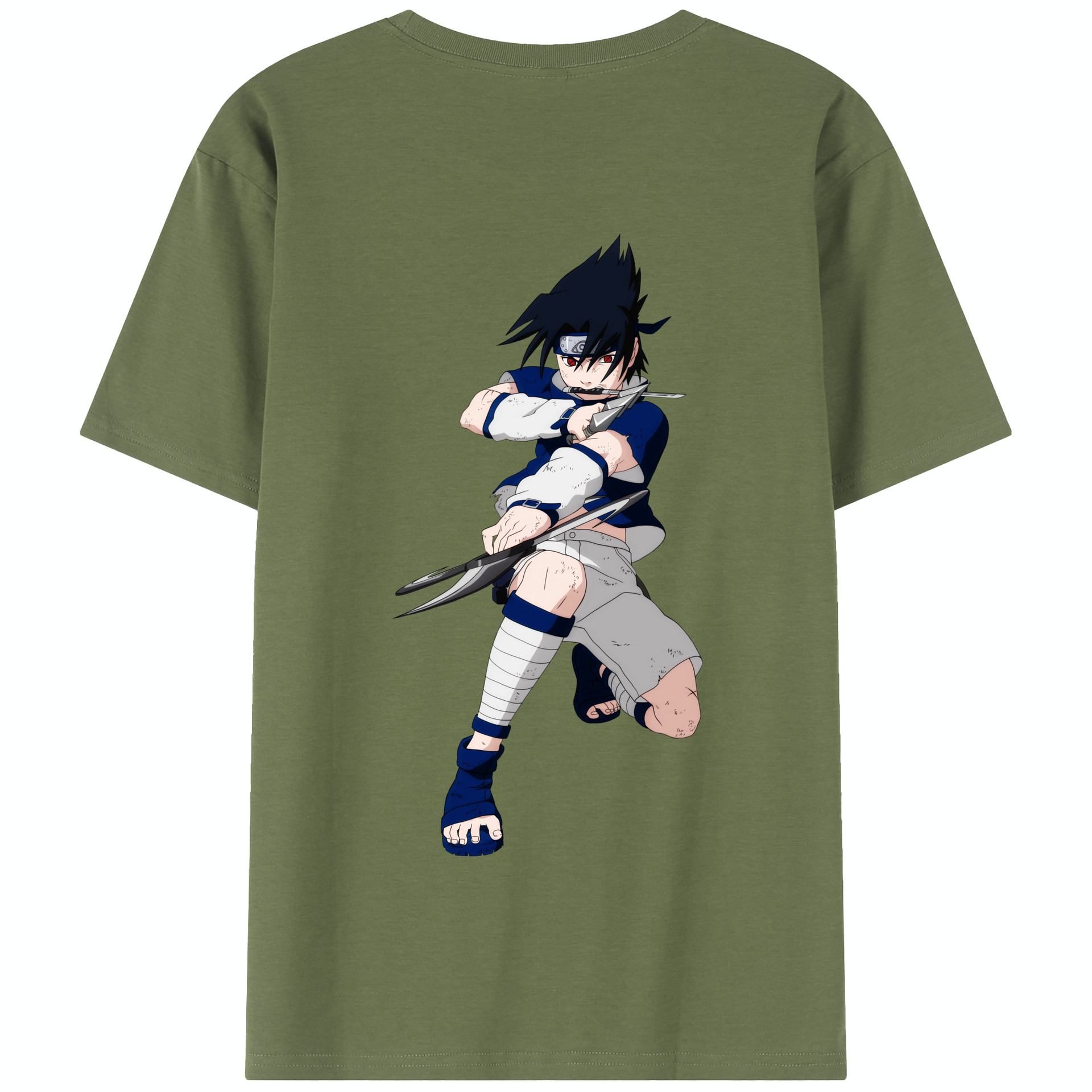 （画像用） NARUTO -ナルト- うちは サスケ Uchiha Sasuke 綿100％半袖Tシャツ（背面プリント）